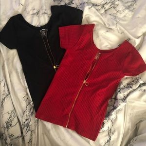 Red & Black “body con” type shirts size small